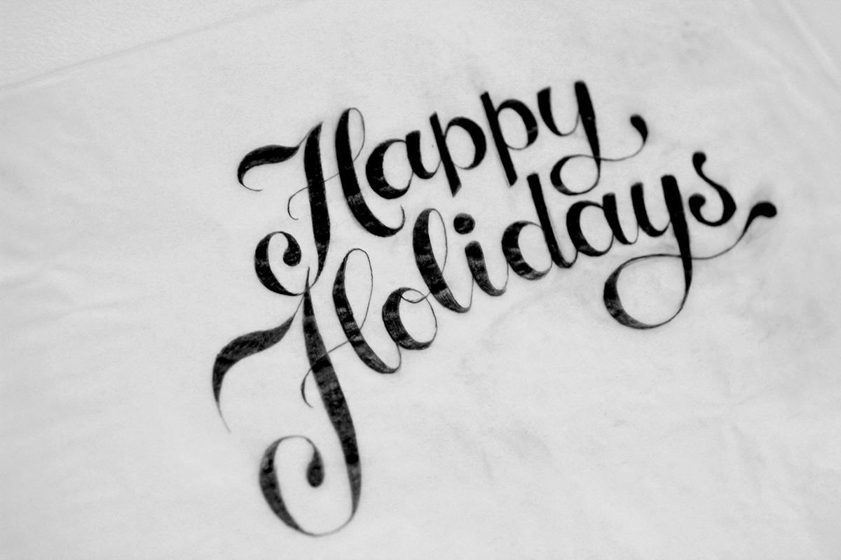 lettering Holiday Greetings Cel Animation script lettering hand writing sketch pencil