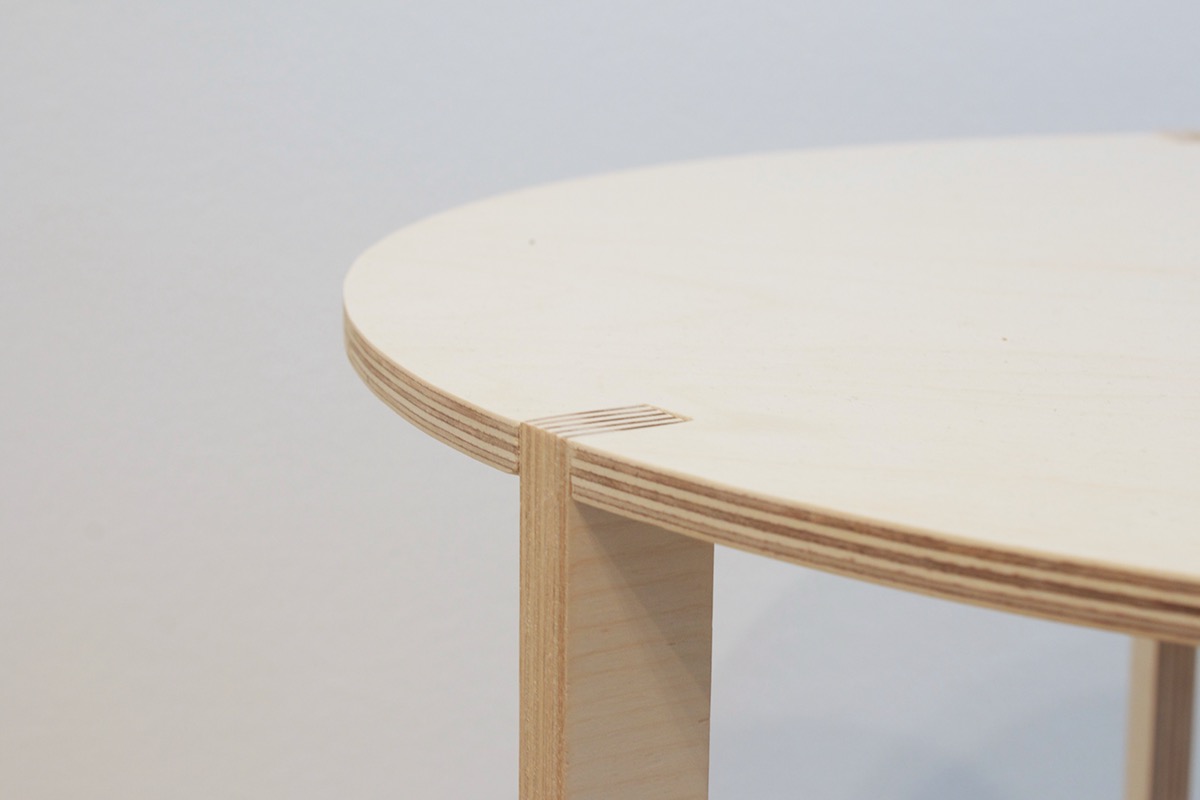 plywood wood birch table round small