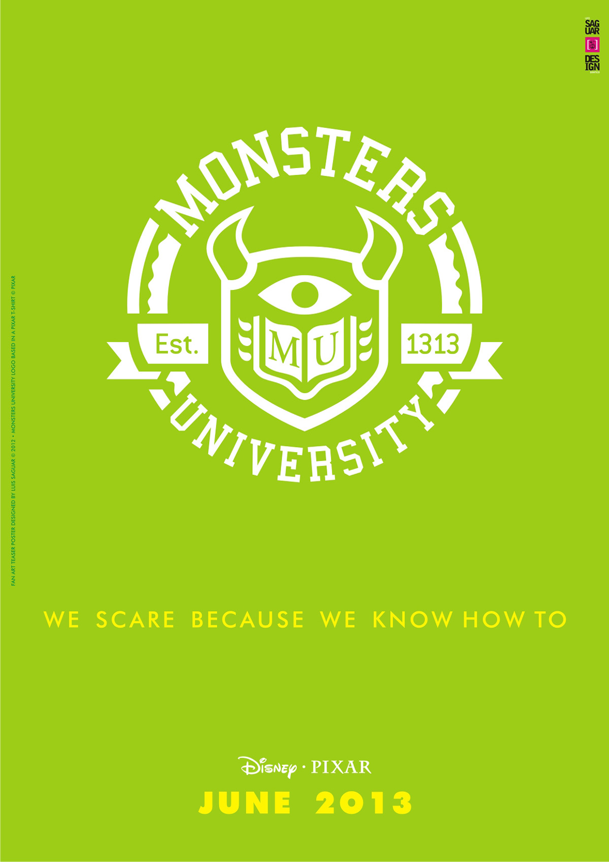 teaser poster pixar Monsters University Luis Saguar fanart Vector Illustration