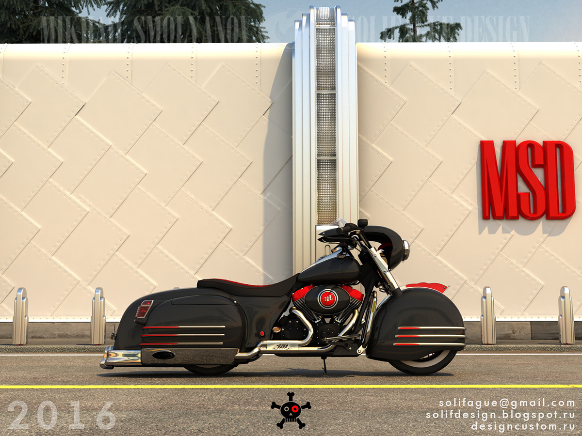Harley Davidson HD Custom motorcycle 3D