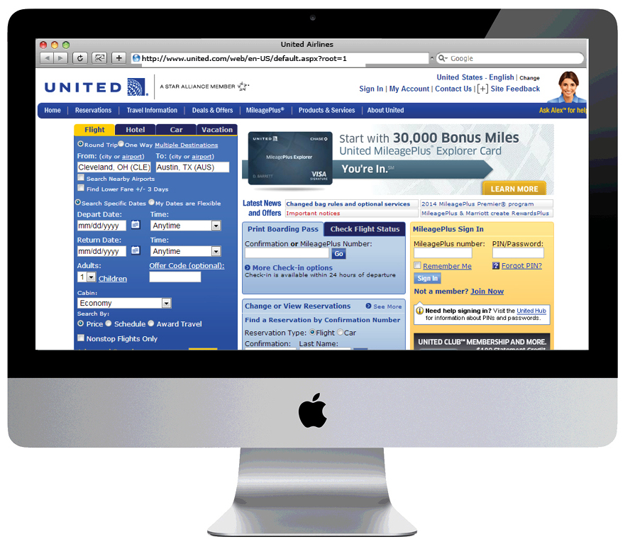 Time Challenge United Airlines ui design UX design visual design redesign wireframing interface design