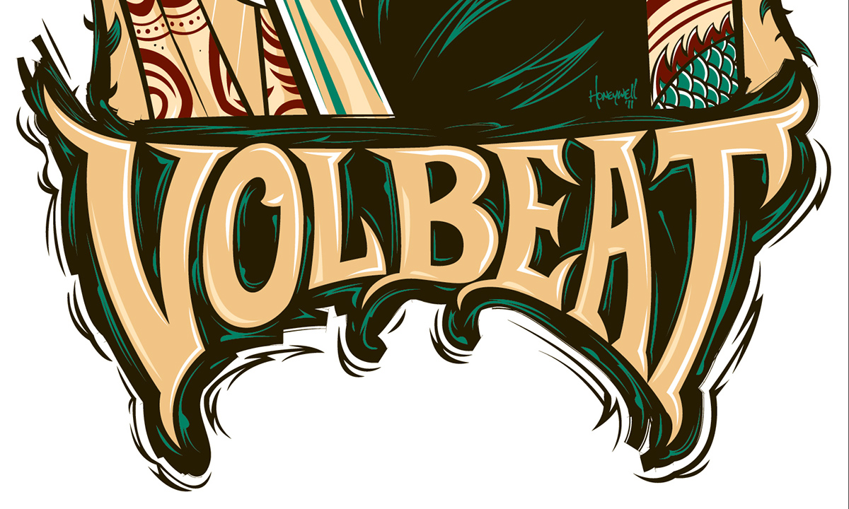 Volbeat rock metal skeleton mic Rockabilly skull