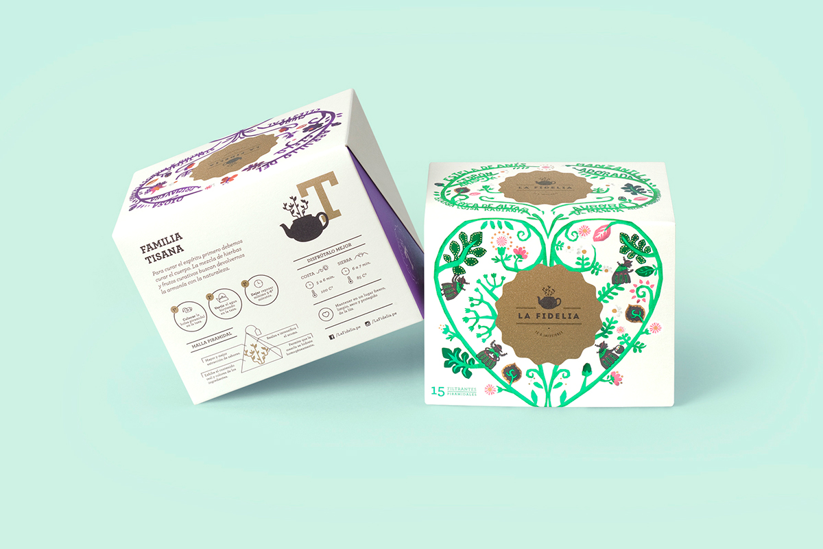 packaging design ILLUSTRATION  tea peru natural Packaging Native color tea design