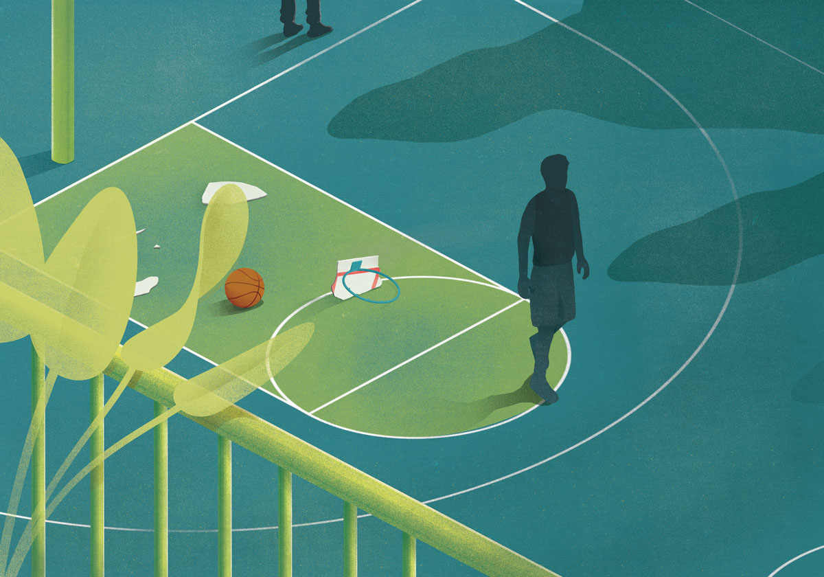 ILLUSTRATION  basketball court series Drawing  personal texture noise