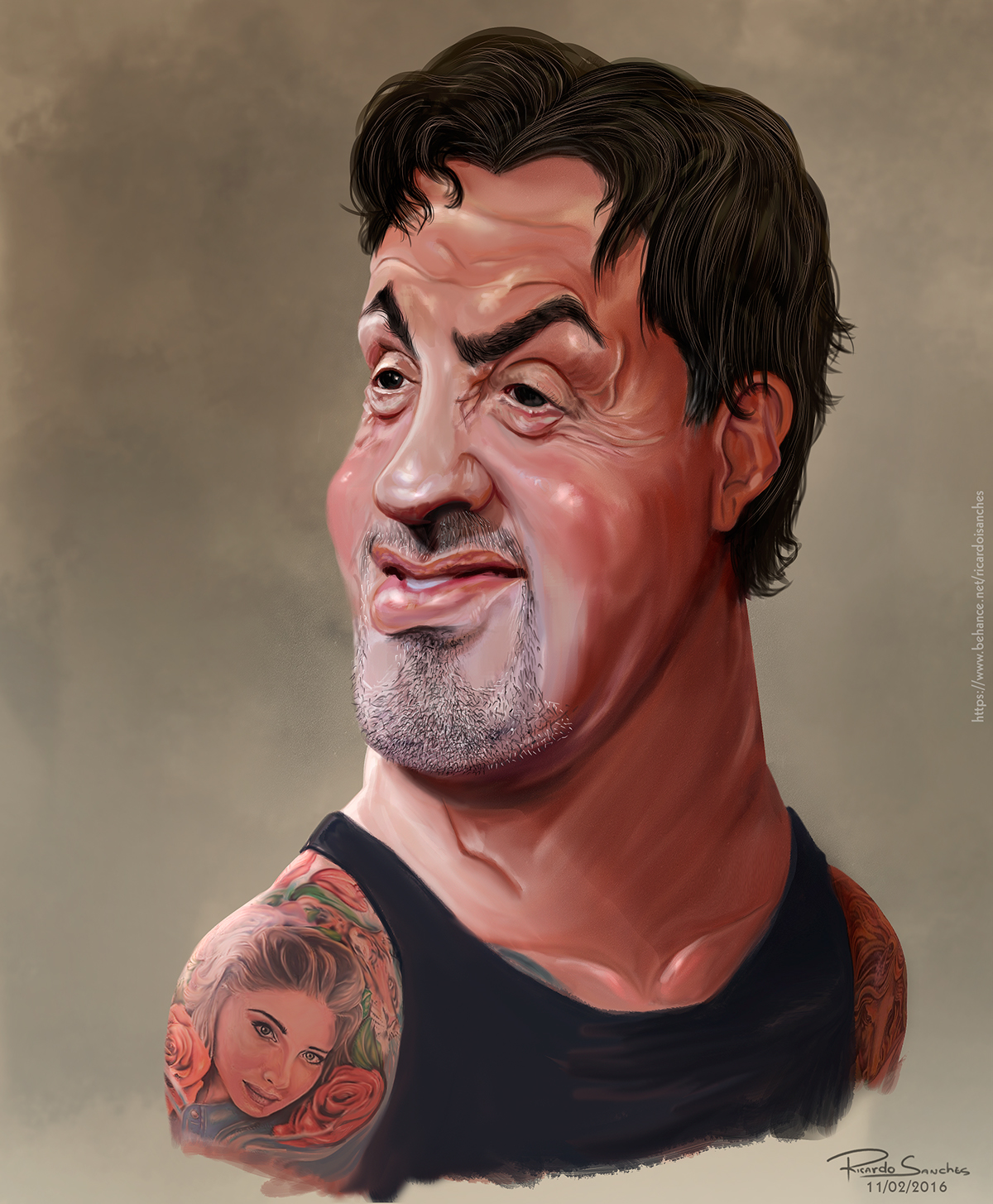 Sylvester Stallone caricature  