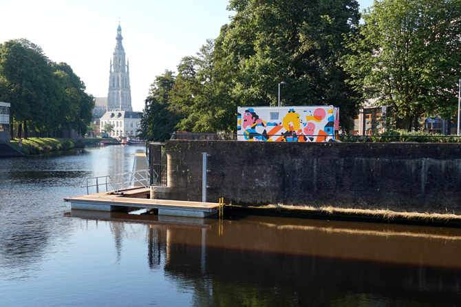 hedof Illustrator breda The Netherlands design wallpainting Mural harbour captain turfschipper boat contemporary illustration