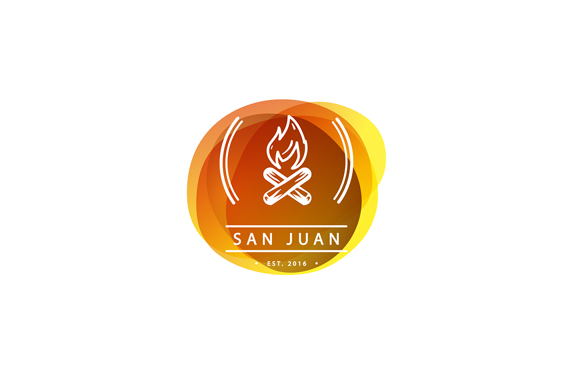 sanjuan Hoguera fire night beach Galicia logo vector Icon mountain playa