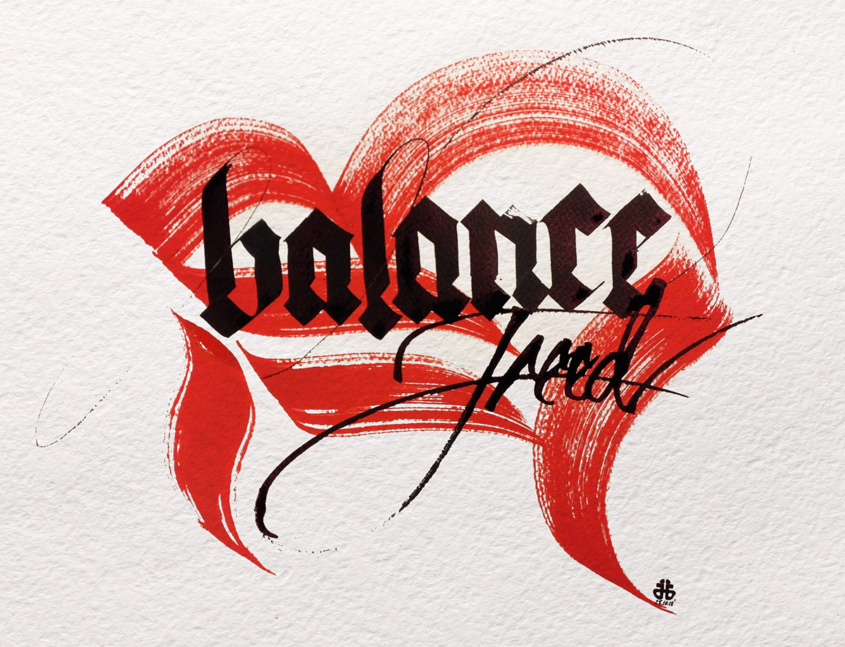 balance red HAND LETTERING letters Need sephia brush Script gothic