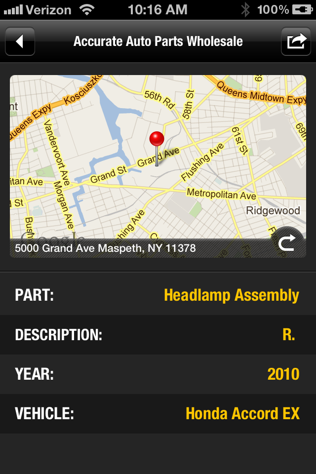 used parts car parts search iphone app