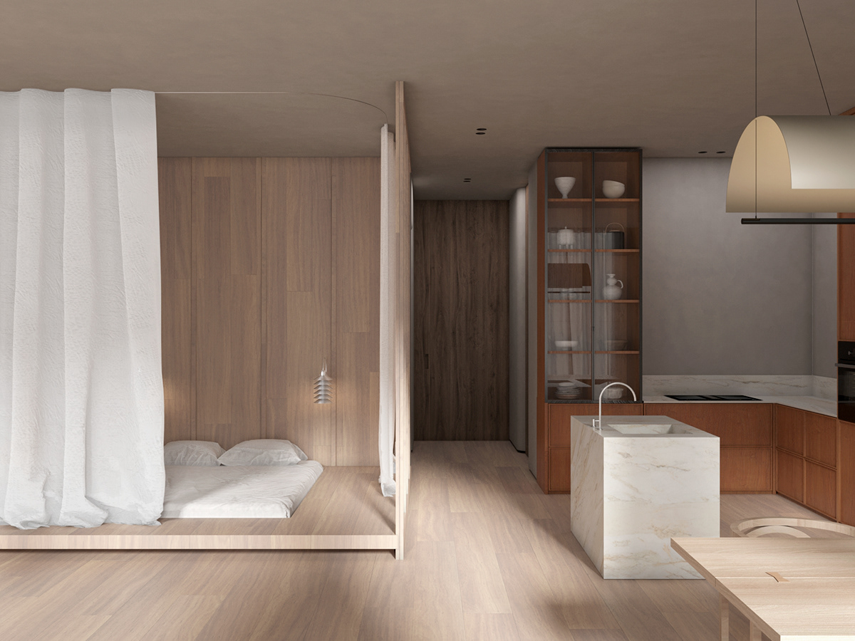 architecture CoronaRender  Interior interior design  Japandi men bureau Minimalism minimalistic vizualisation wood