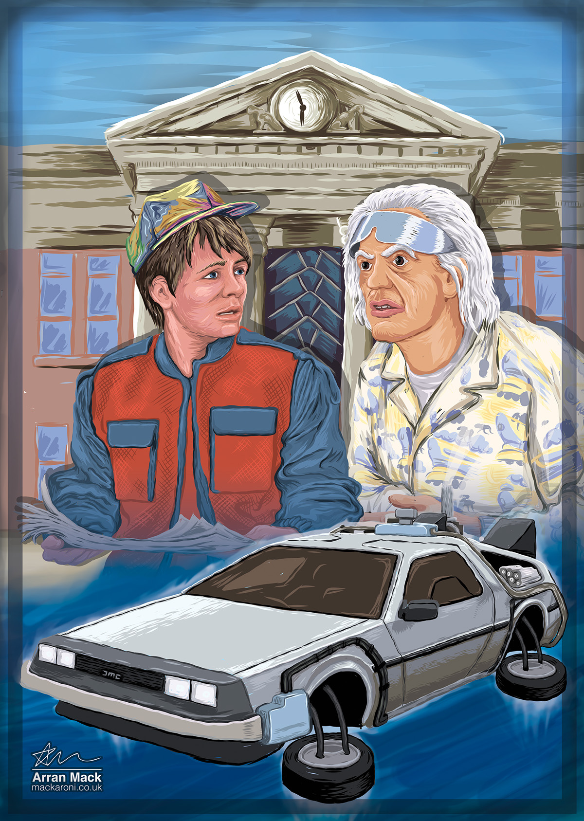 Doc Brown Marty Mcfly Back tt Future adobe draw Sci Fi time travel DeLorian