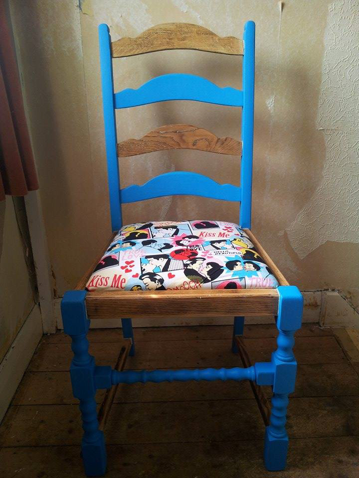 upcycle furniture chair wooden paint fabric
