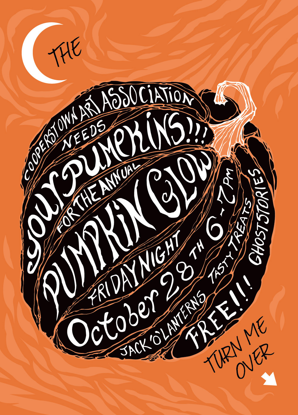 Promotion mailer Layout art exhibit Holiday pumpkin Halloween autumn jack'o'lanterns  carving spooky typography   graphic design  print design 