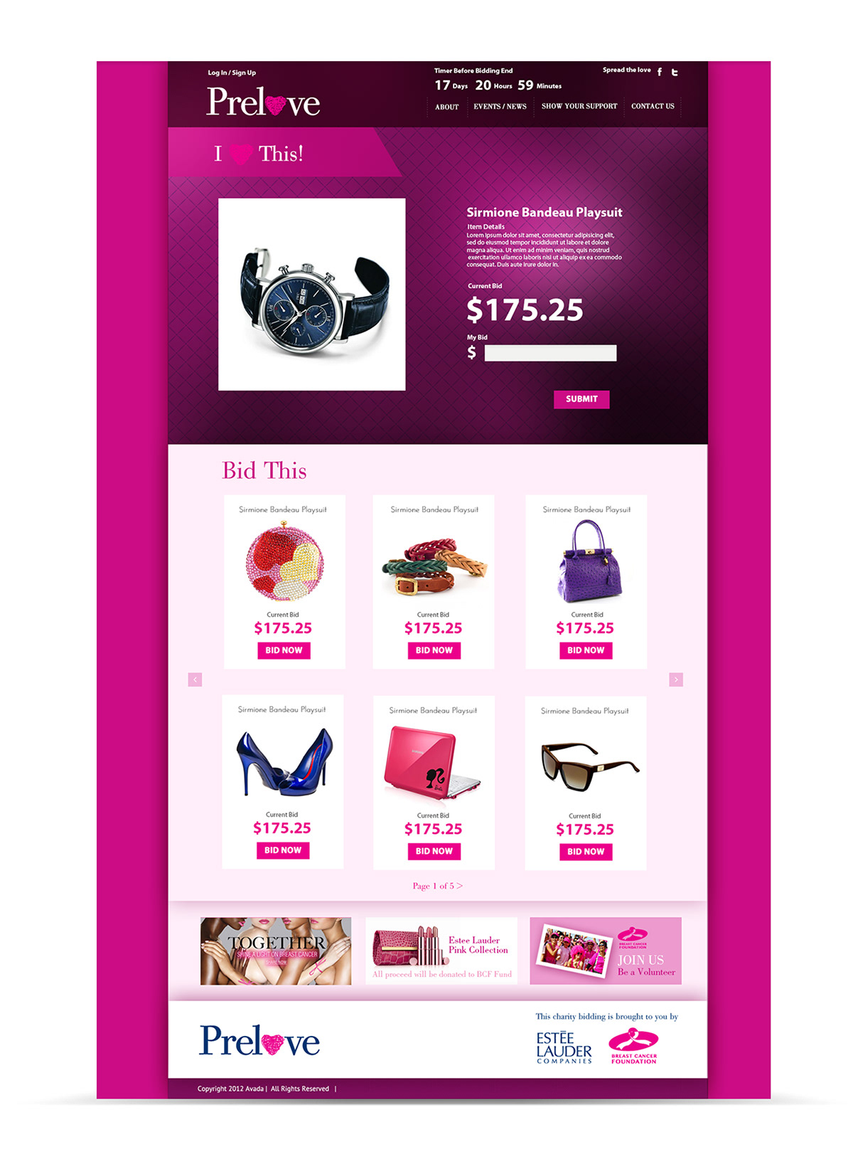 auction Estee Lauder breast cancer charity microsite singapore