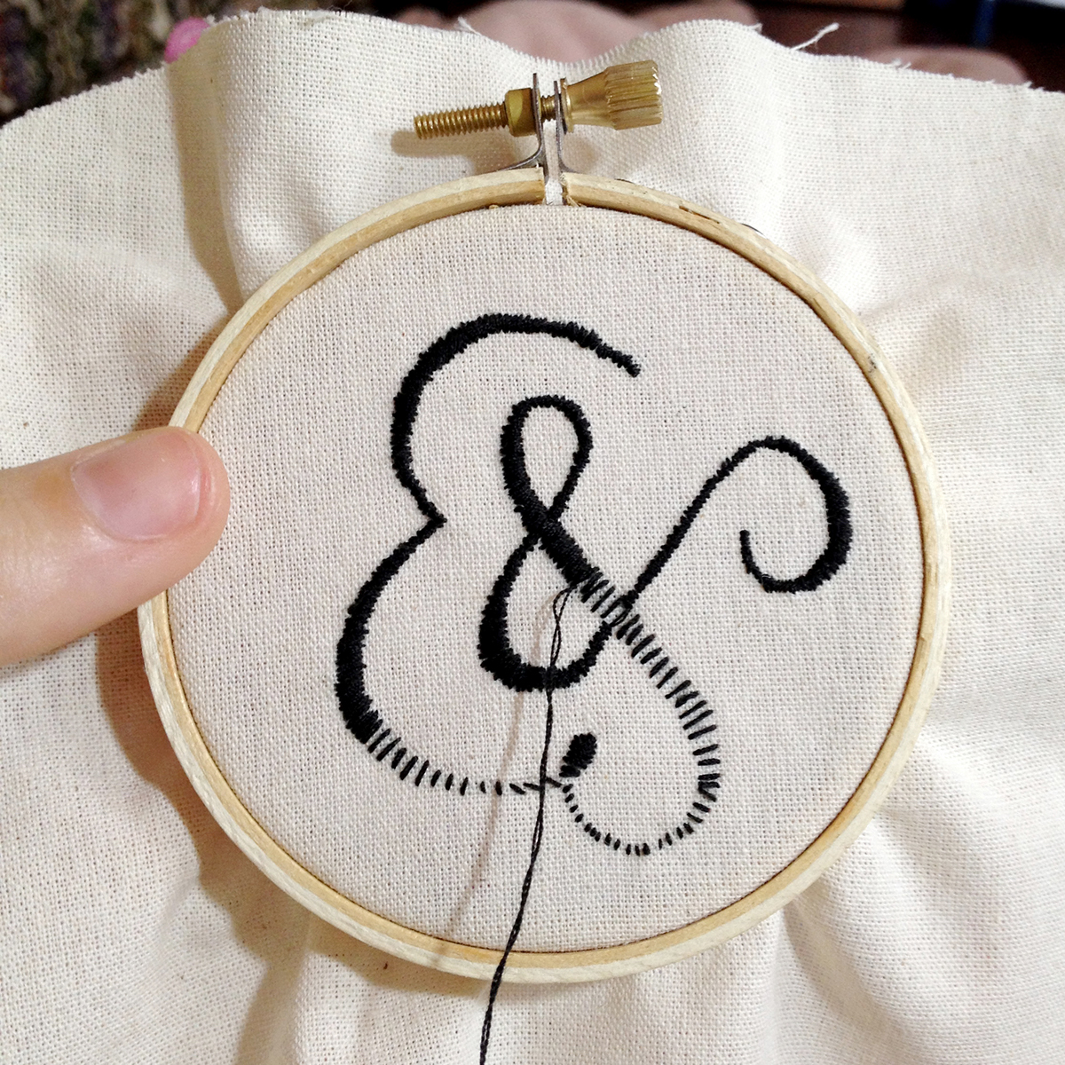 lettering type ampersand HAND LETTERING Embroidery handmade typography   craft craftsmanship