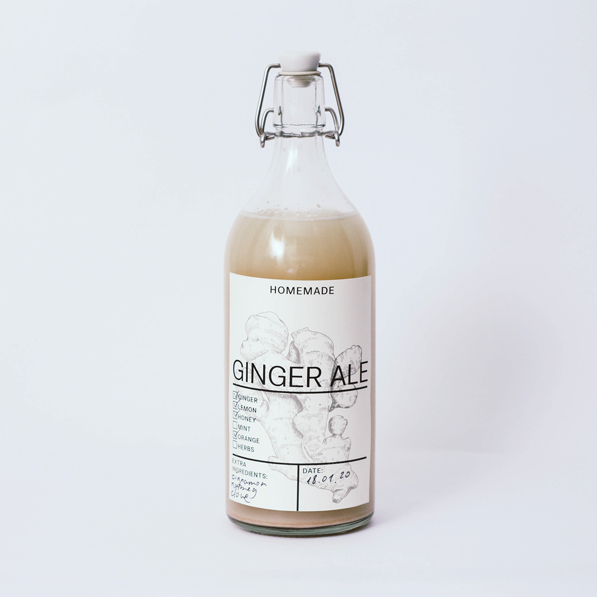 Label Packaging beer ginger cider drink bottle vintage manufacture homemade