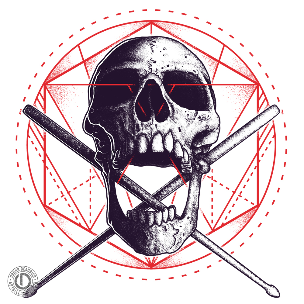 bandmerch brand drumdesign drummer orbusdeadsign skull skullart skulldrawing teedesign