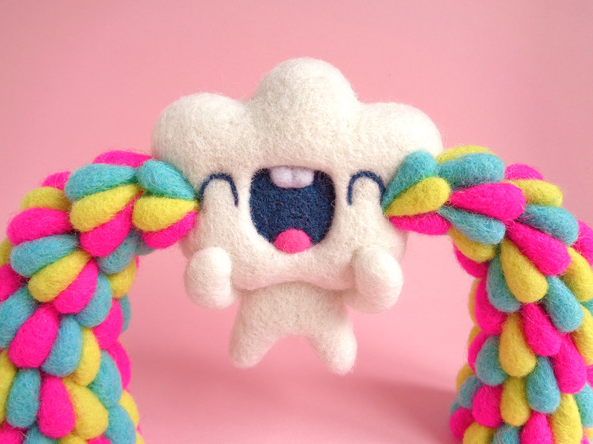 cloud art toy designer toy fiber art raimy cloud Needle Felting handmade droolwool