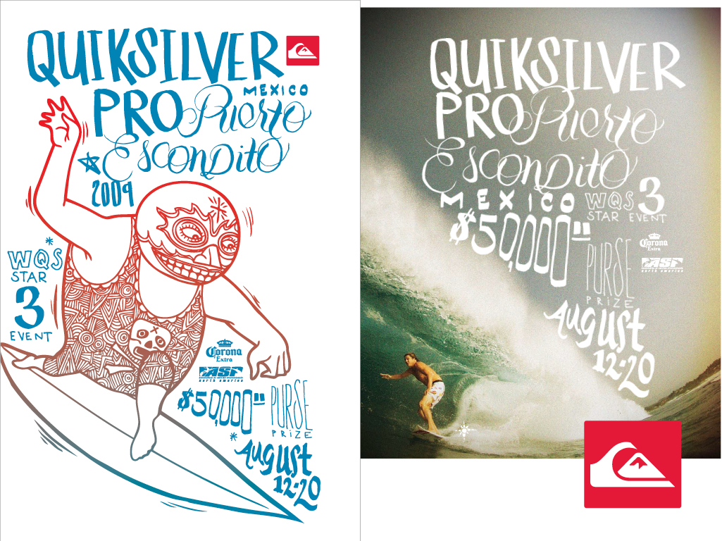 Quiksilver Surf surfing mexico poster art design aiga award contest Event ASP puerto escondido corona Quicksilver