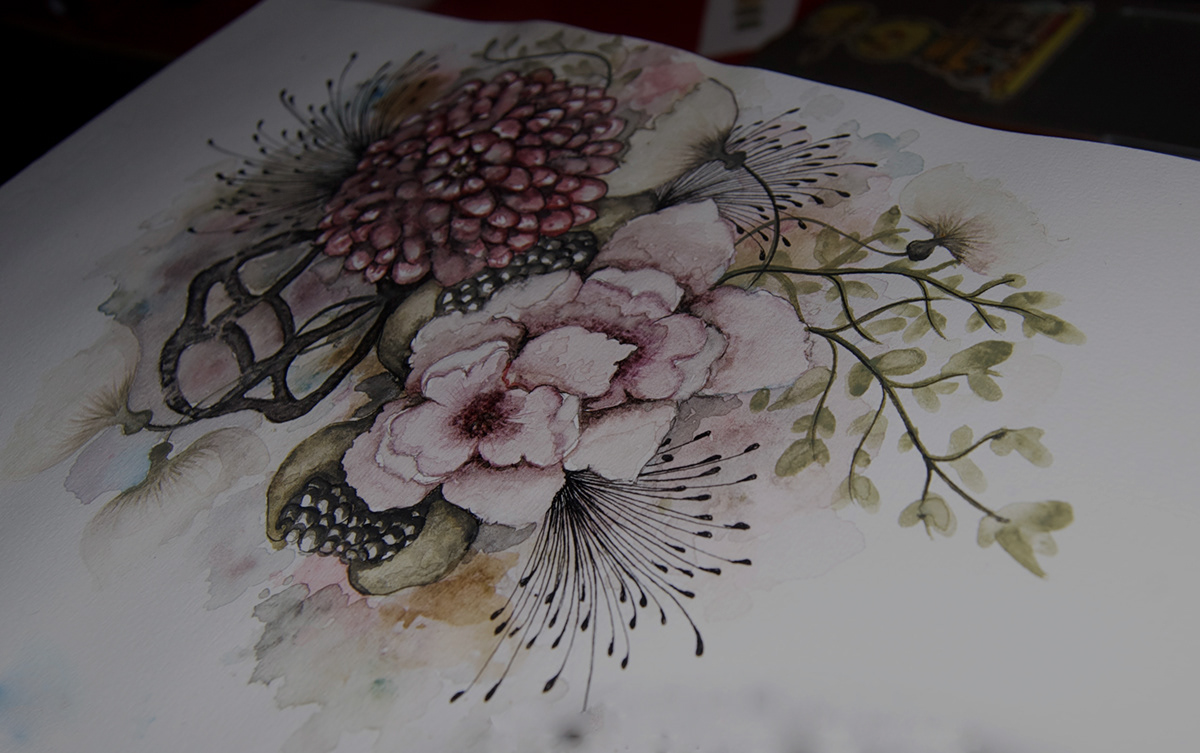 watercolor flowers nostalgic drawing floral nature