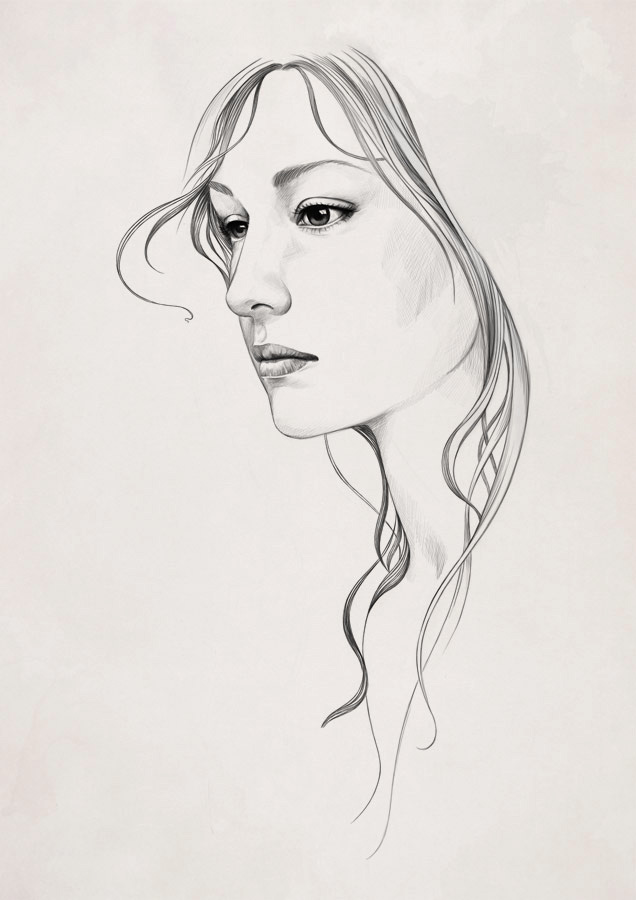 portrait woman sketch lineart
