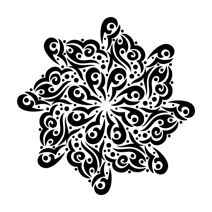 tribal tattoo frame print textile black and white round circle