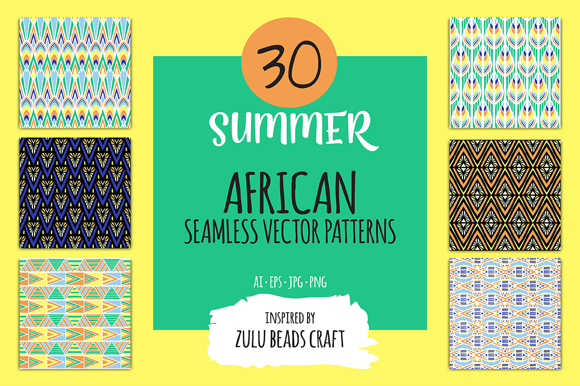 summer african pattern vector seamless set bundle exotic Tropical fabric