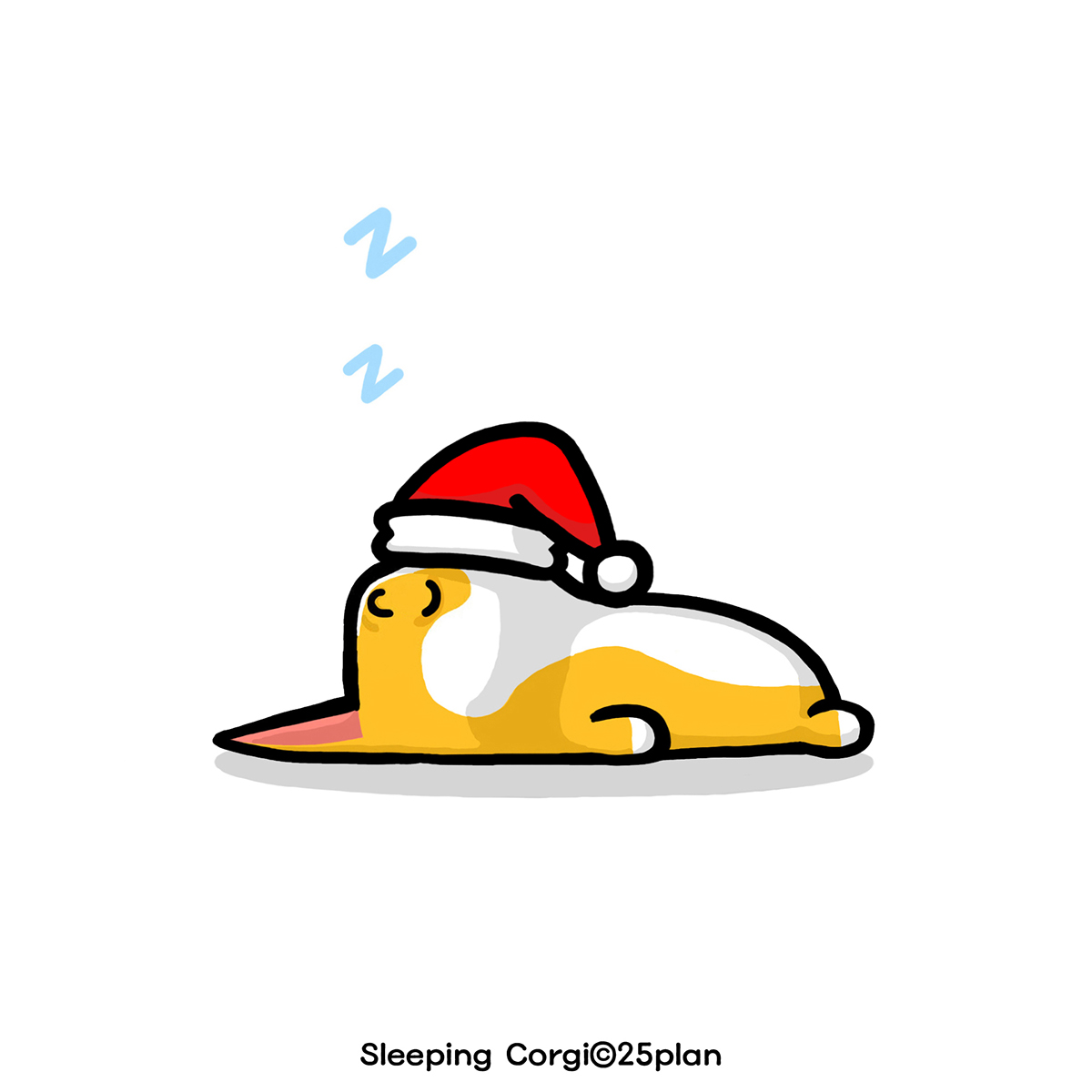 Christmas Sleeping Corgi dogs funny cute SantaClaus Welshcorgi artwork