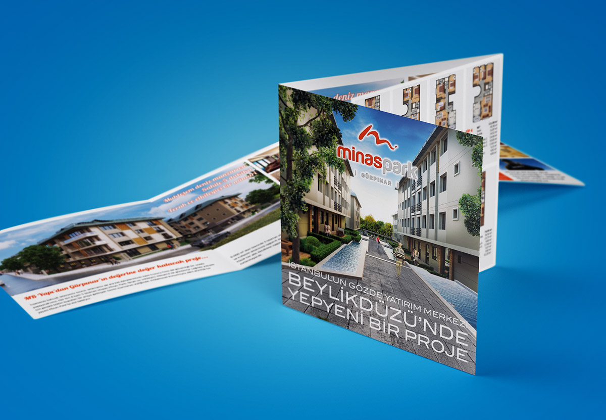 inşaat Park construction broşür brochure 3 fold insert home home project emlak real estate gayrimenkul