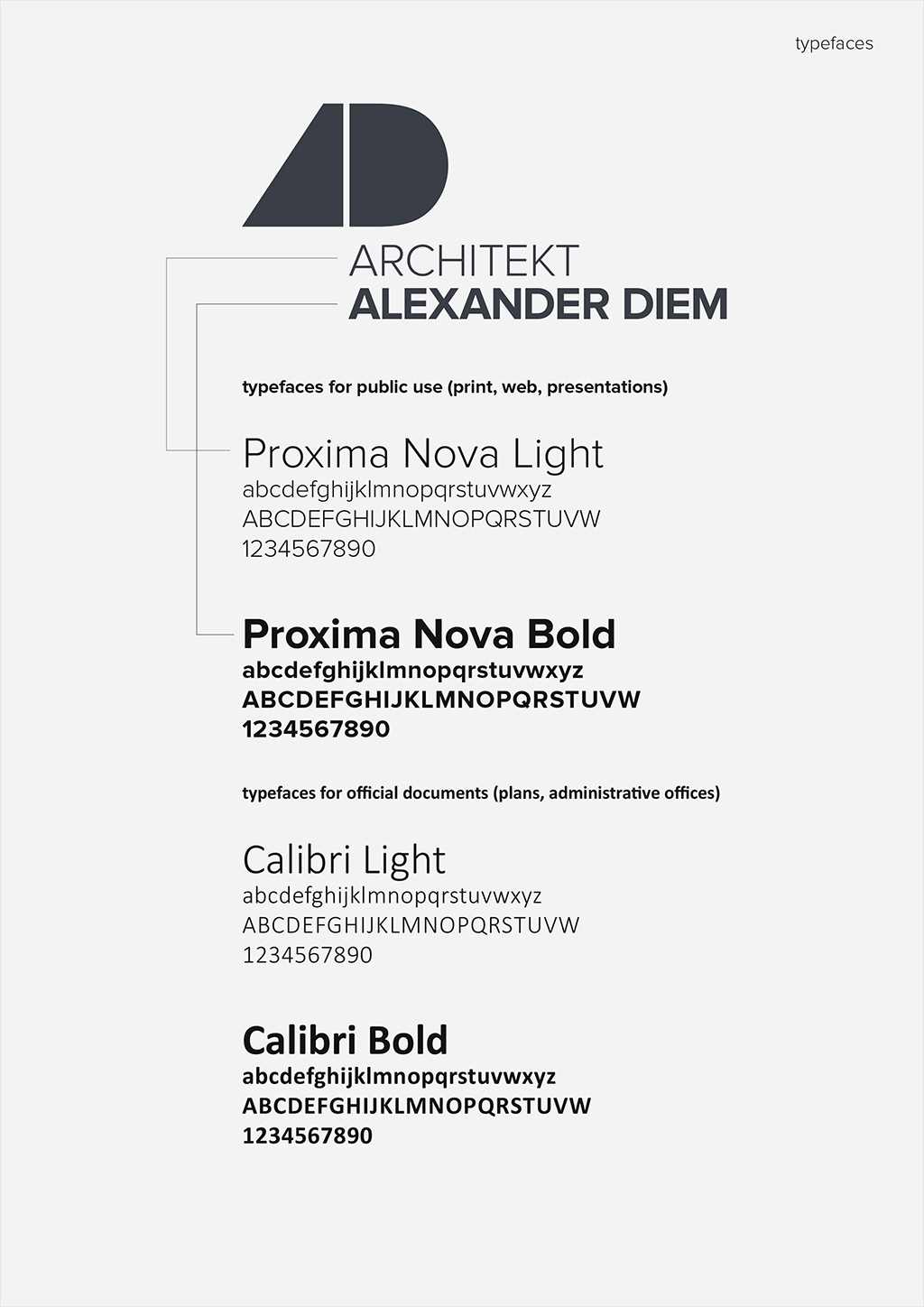 Adobe Portfolio architect Corporate Identity cd logo brand business card letter proxima nova typefaces