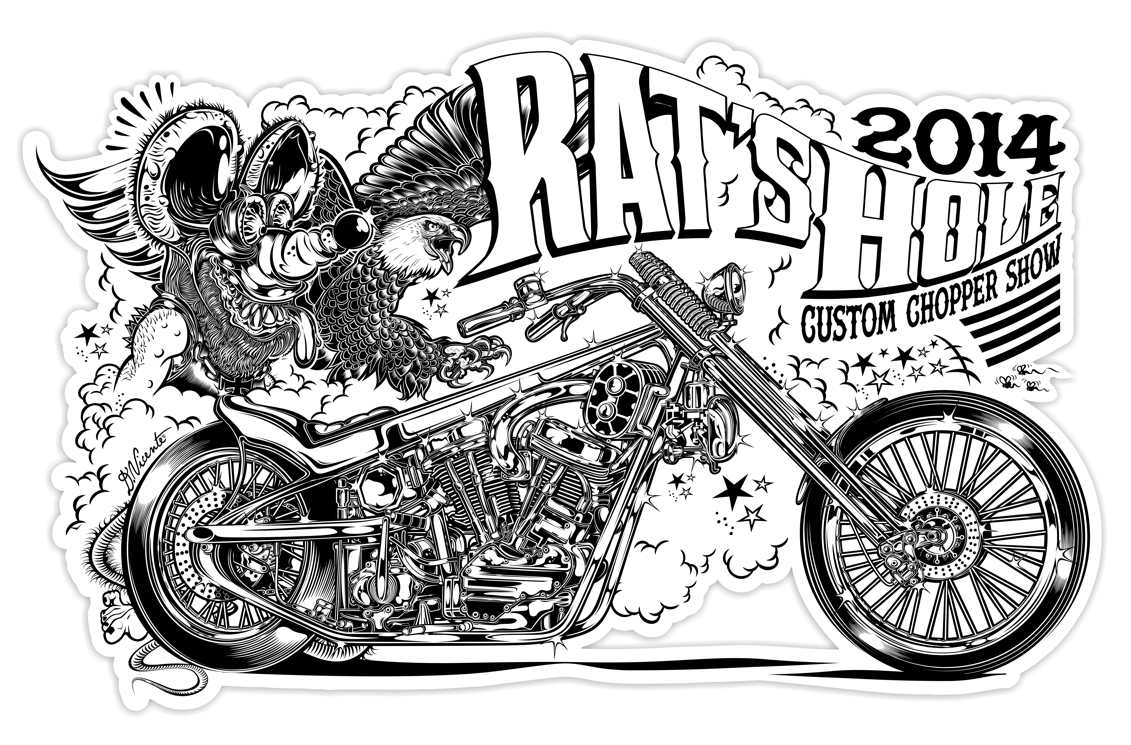 rat's hole custom bike biker big daddy rat's motorcycle kustom kulture D.VICENTE david vicente dvicente-art.com cafe racer rat daytona