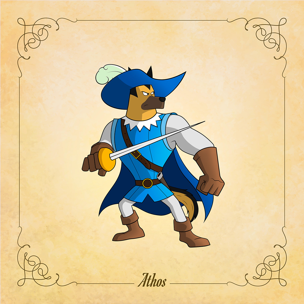 ILLUSTRATION  artwork Character design  musketeer characterdesign Character cartoon d'artacan d'artagnan  dog