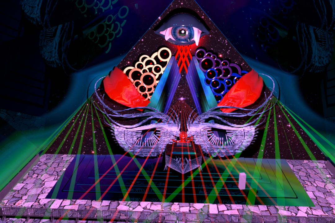 3D edm Stage concept surreal surrealism 3dmodeling galaxy dj lights owl