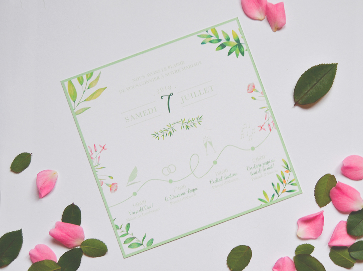 watercolor ILLUSTRATION  papercut wedding faire-part graphism graphic design  Flowers editorial Invitation