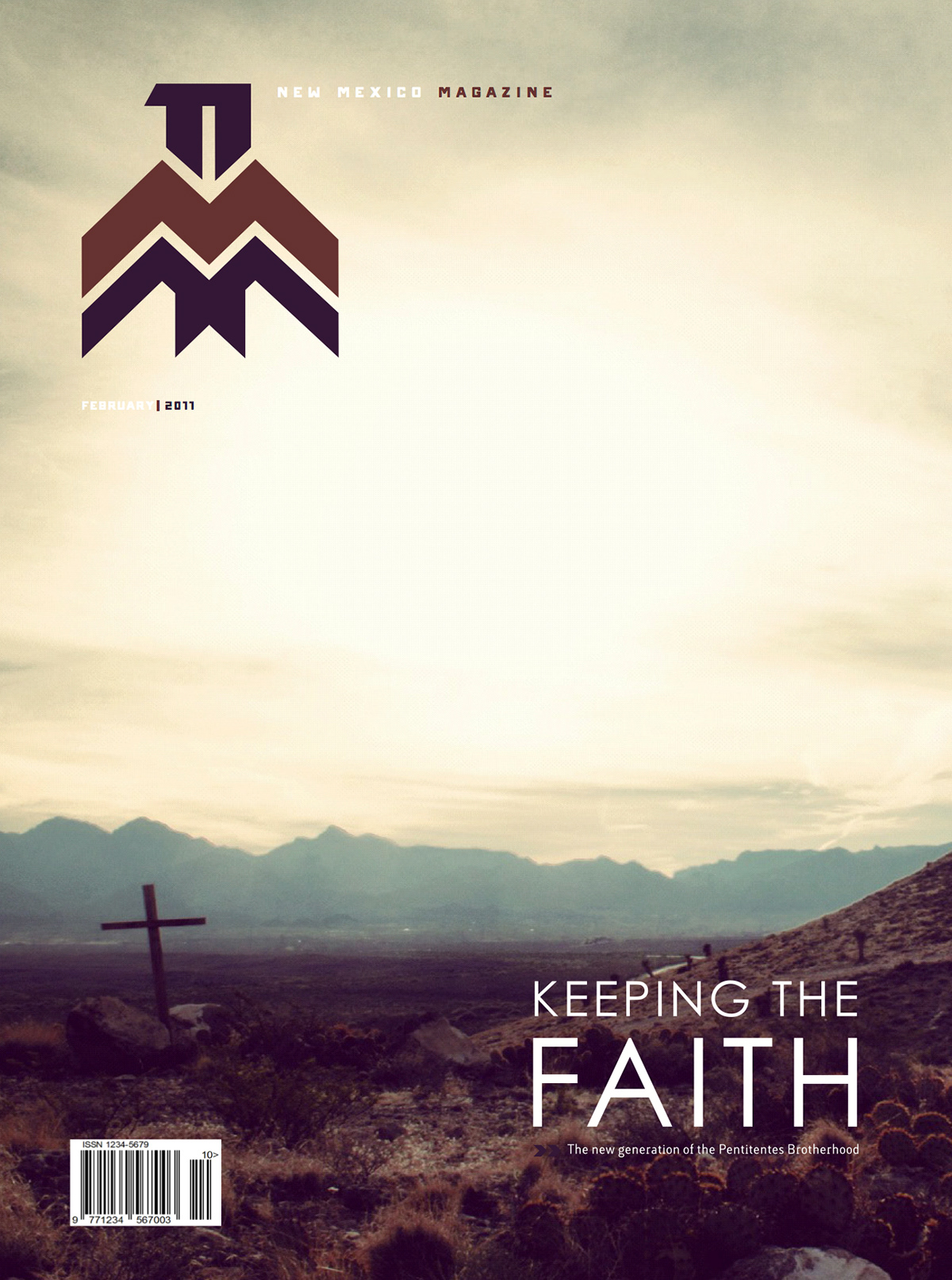 new mexico  Thunderbird magazine  redesign table of contents spread article desert cross faith religion geometric clean white space
