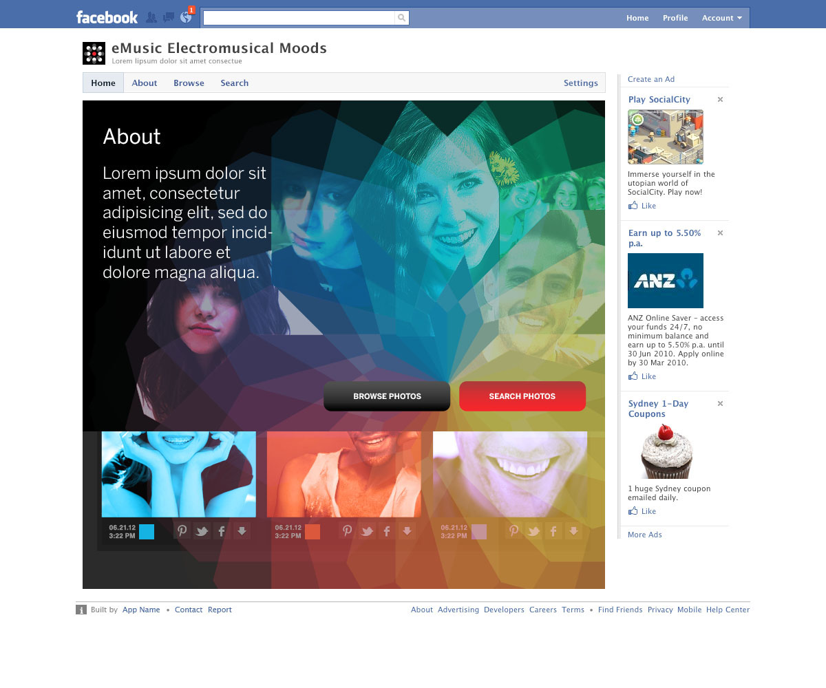 Website Facebook promotion Mobile app