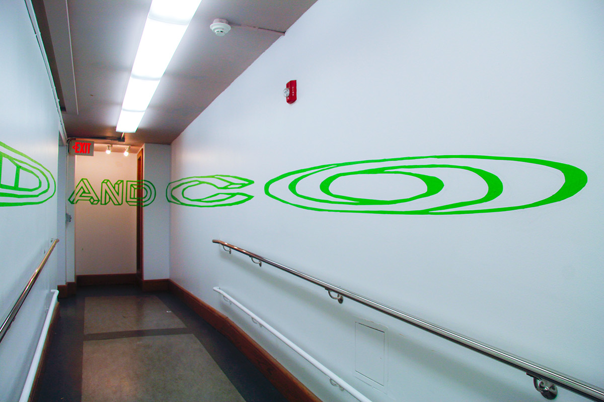 anamorphic tape illusion installation massart boston design neon Perspective psychedelic