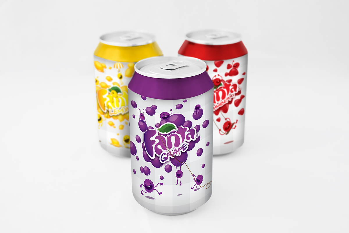 design can soda drink characters lemon grape strawberry wild Fun bubbling