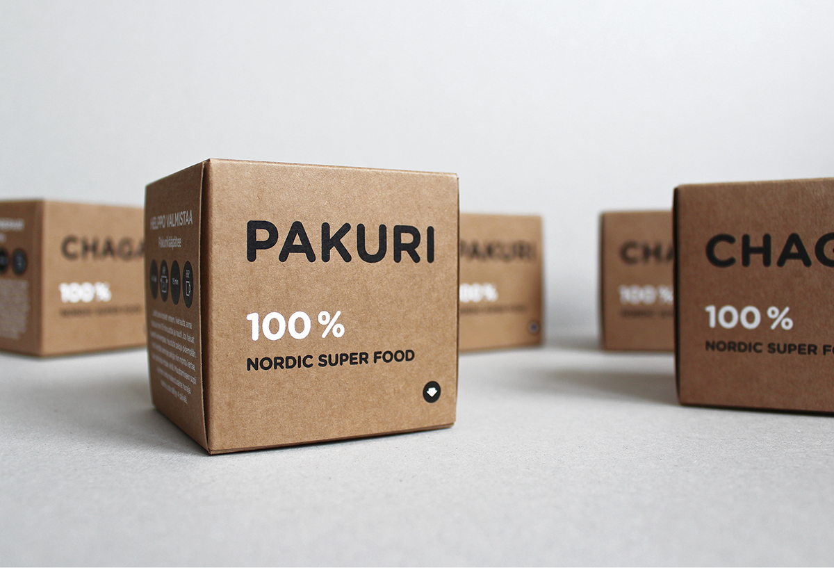 package design  cartonboard chaga pakkaus packaging design Pack box carton black white print simple style