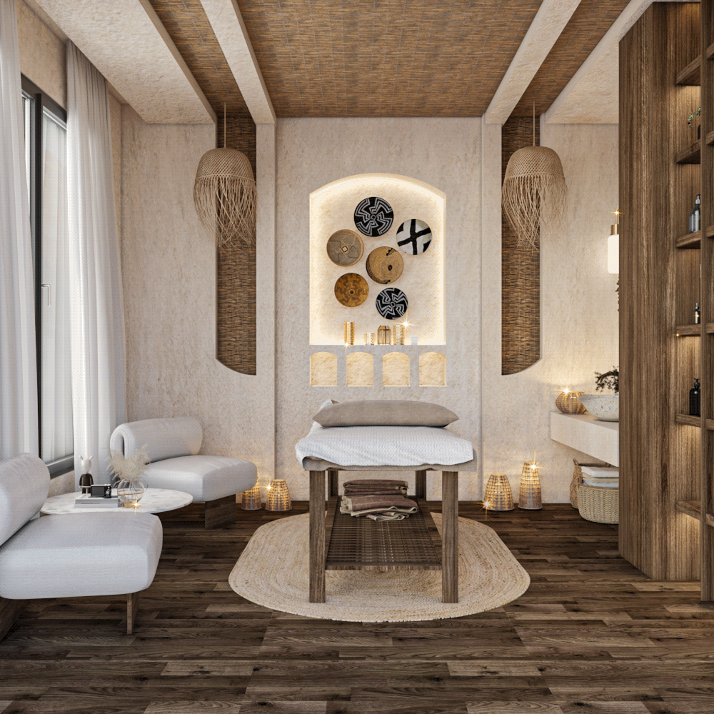 interior design  Siwa Oasis tourism graduation project Wabi Sabi hotel design Nature wood Interior massage room design