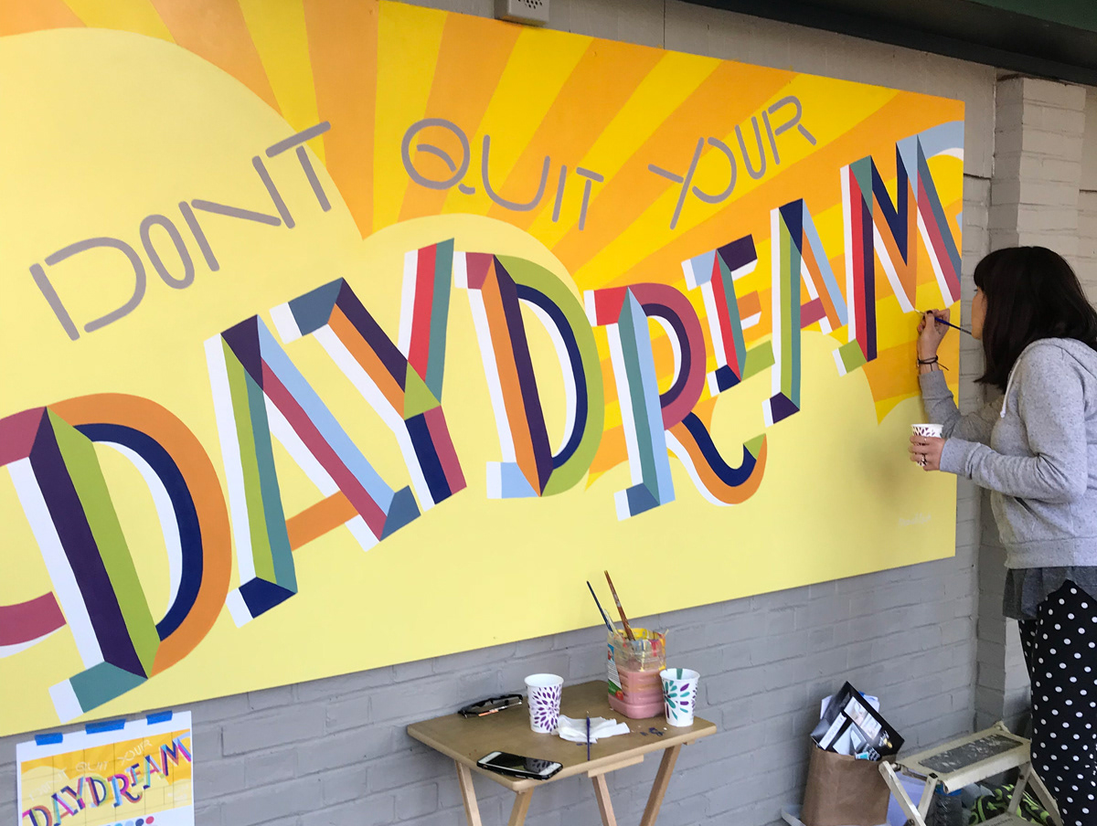 Mural lettering design graphic design  ILLUSTRATION  painting   Daydream