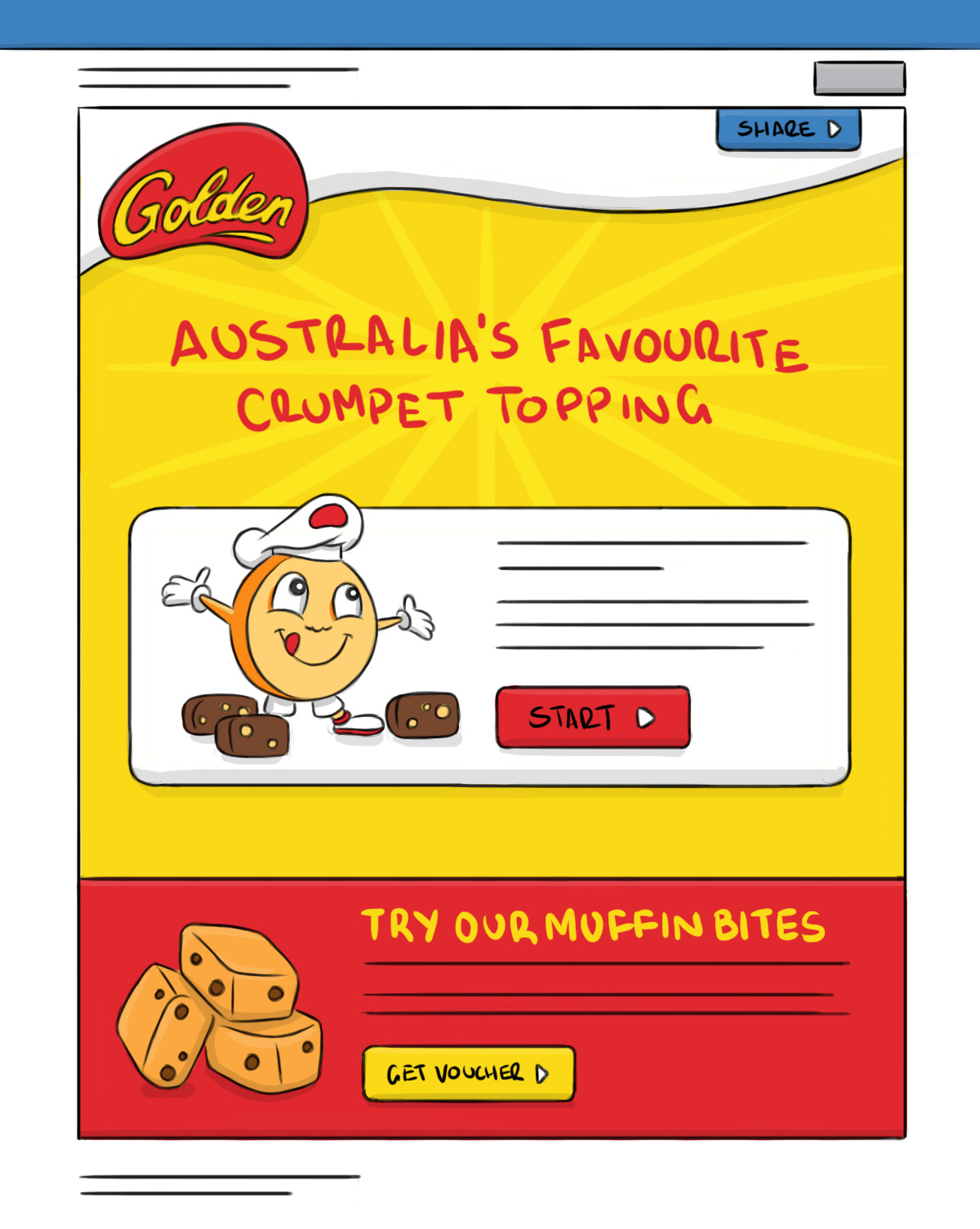 post crumpet Golden Crumpets pitch characters cartoon digital star wars valentines day cute silly Food  Australia