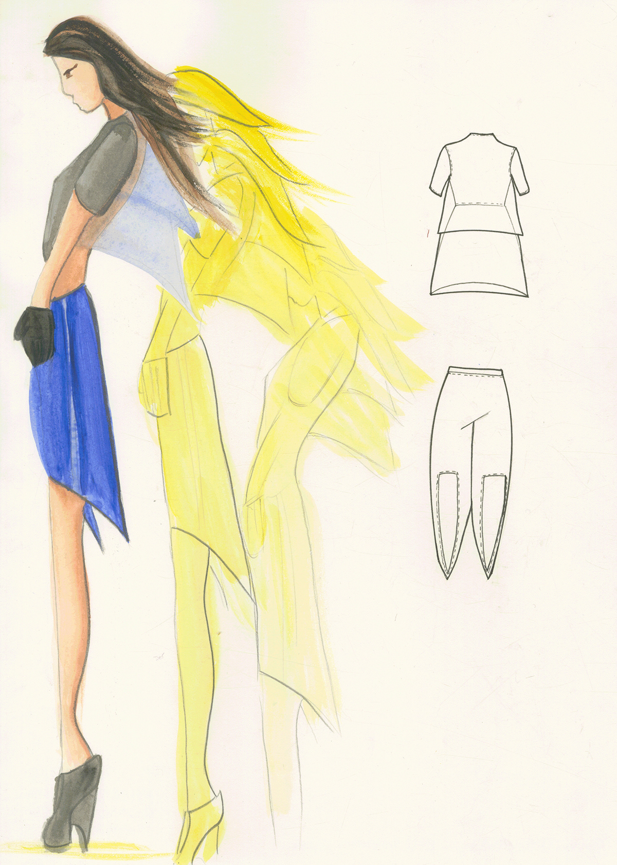 design Sportswear Flats yellow blue black model fast speed light SCAD sketching advanced