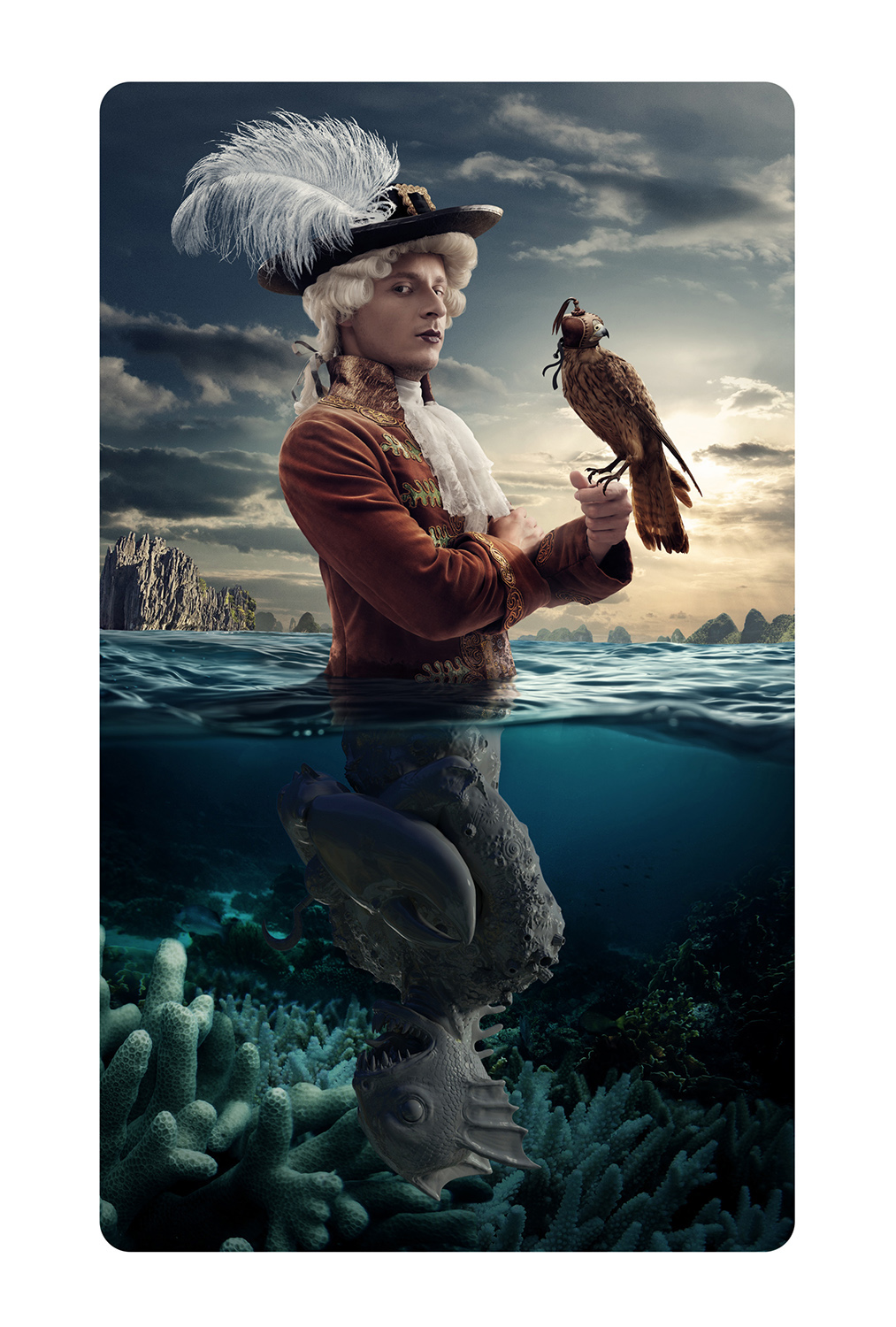 photoshop photomanipulation postproduction portraits contrejour skull pirates octopus Flowers butterflies birds monster fishes playcard CGI