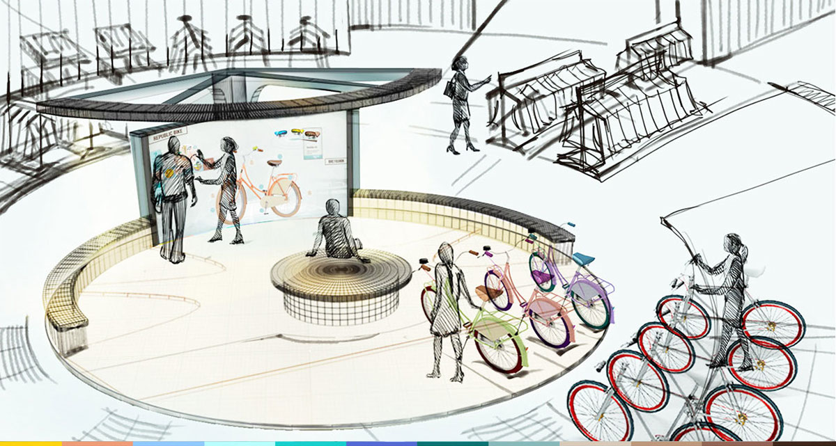 republic bike  Technology touch screen ux retail store app design digital