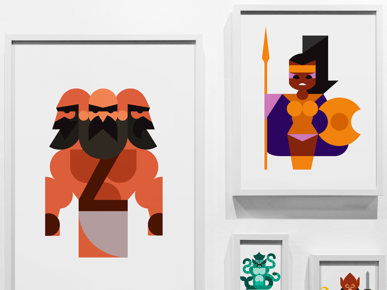 Exhibition   geometric Character superheroes oh my god In ancient Greece gods posters personal project