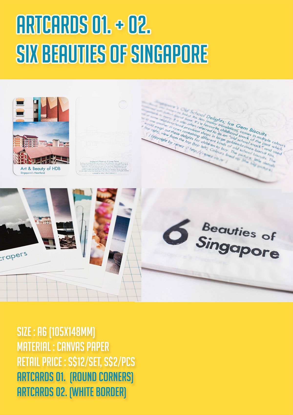 postcards artcards product renez singapore yellow