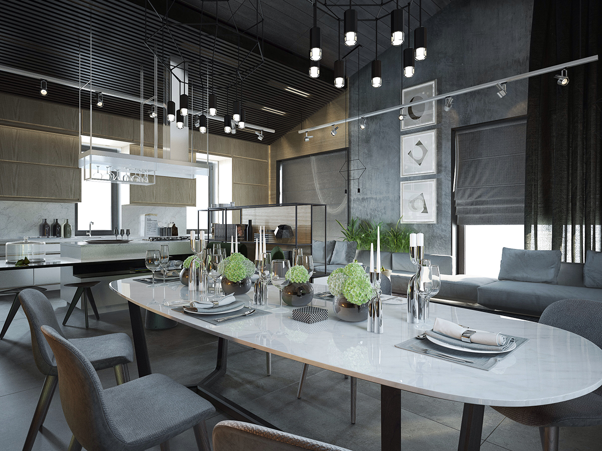 interior design greenery modern kitchen
