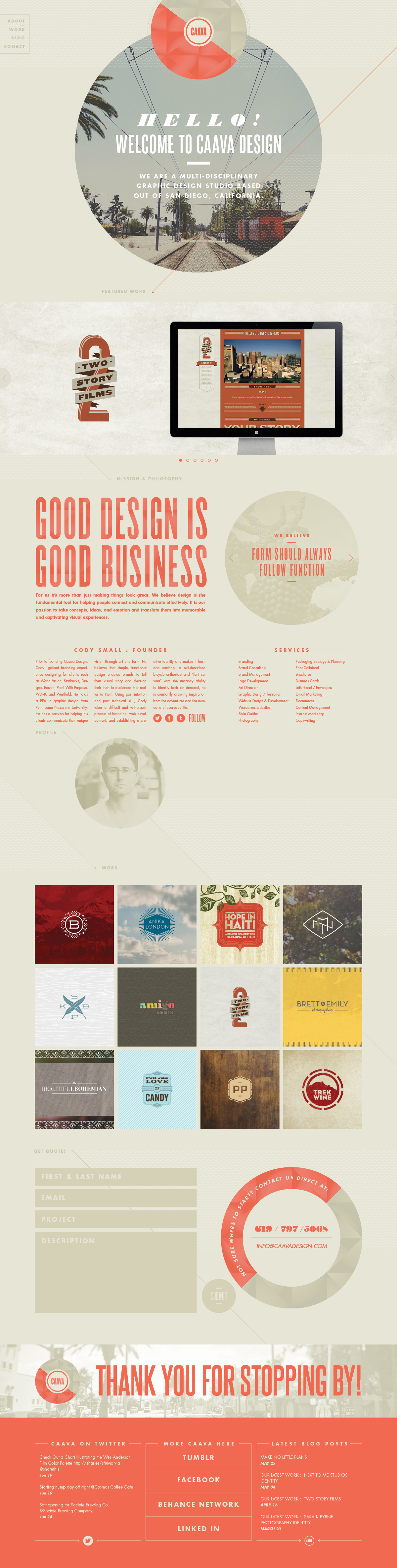 Parallax Website single page website Futura portfolio Blog design design studio Brand Overhaul