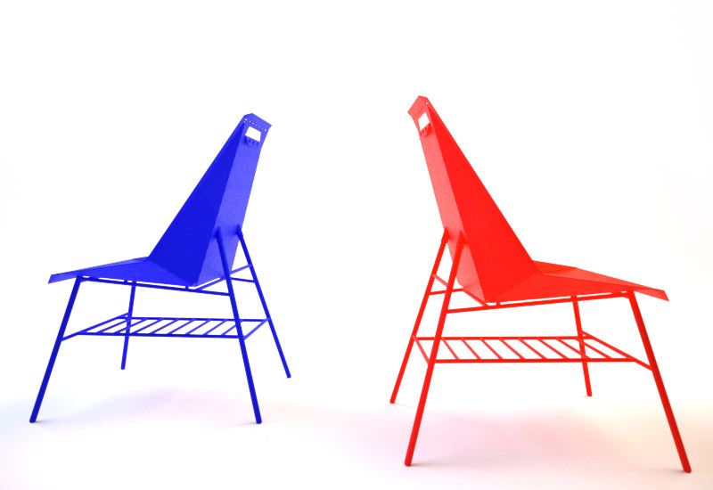 chair furniture Outdoor seating steel laser cut bright colours primary colours geometric